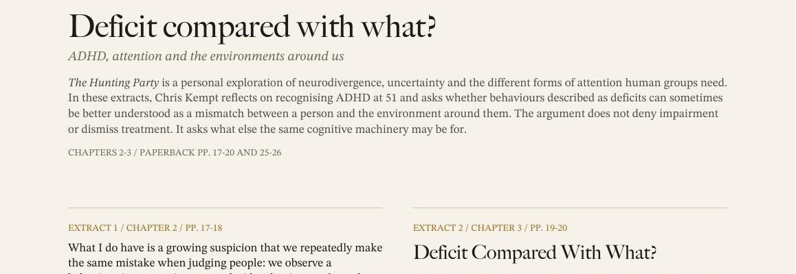 Preview of the ADHD extracts from The Hunting Party
